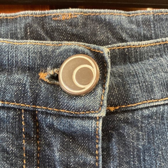 Designer Denim Skirt - front slit has ombre cloth, back slit is open - size 10 - Picture 5 of 11